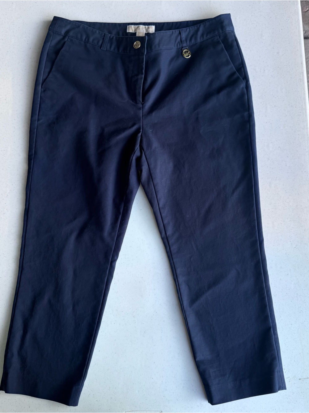 MICHAEL Michael Kors Navy Pants with Gold Button